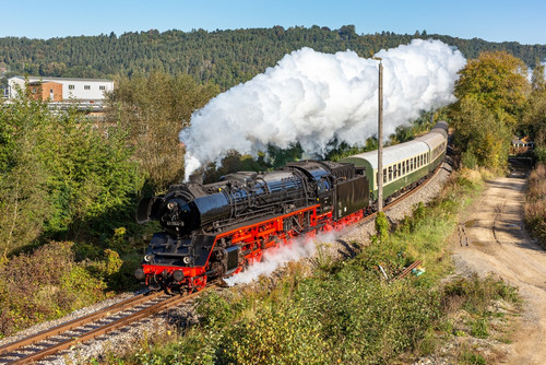 41 1144 der IGE "Werrabahn Eisenach" e.V. mit dem Elstertalexpress 2021 in Greiz-Dlau. Der Zug fuhr .jpg