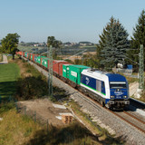 Container aus Hof nach Glauchau mit 223 144 von IntEgro. Aufgenommen in Obermylau