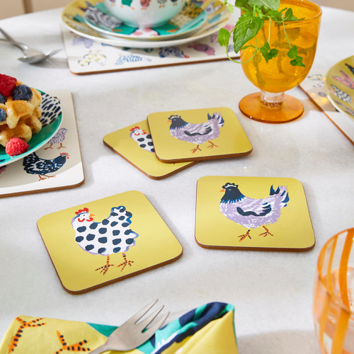 Ulster Weavers Chick Chicken Coasters 4 Pack Yellow sn2.jpg