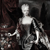 Porträt Kaiserin Maria Theresias. Junge Habsburger Herrscherin mit Krone und Hermelinmantel.