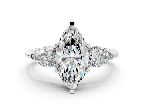 White Gold Three-Stone Marquise Cut Diamond Ring with Pear Side Stones and Four-Prong Setting.jpg