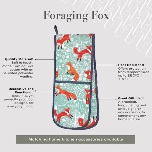 Ulster Weavers Foraging Fox Double Oven Glove Blue sn4.jpg