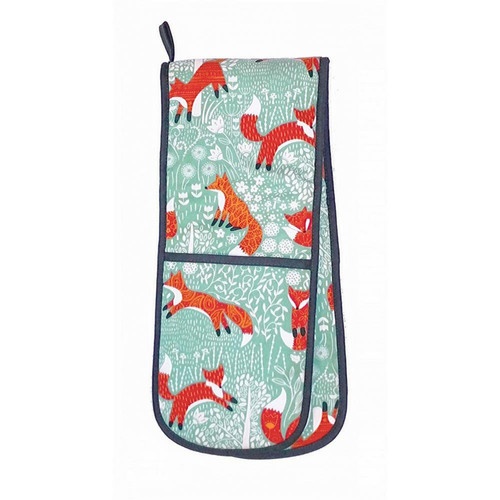 Ulster Weavers Foraging Fox Double Oven Glove Blue sn1.jpg