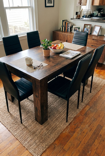 Rustic dining set for a warmer dining room finish.png
