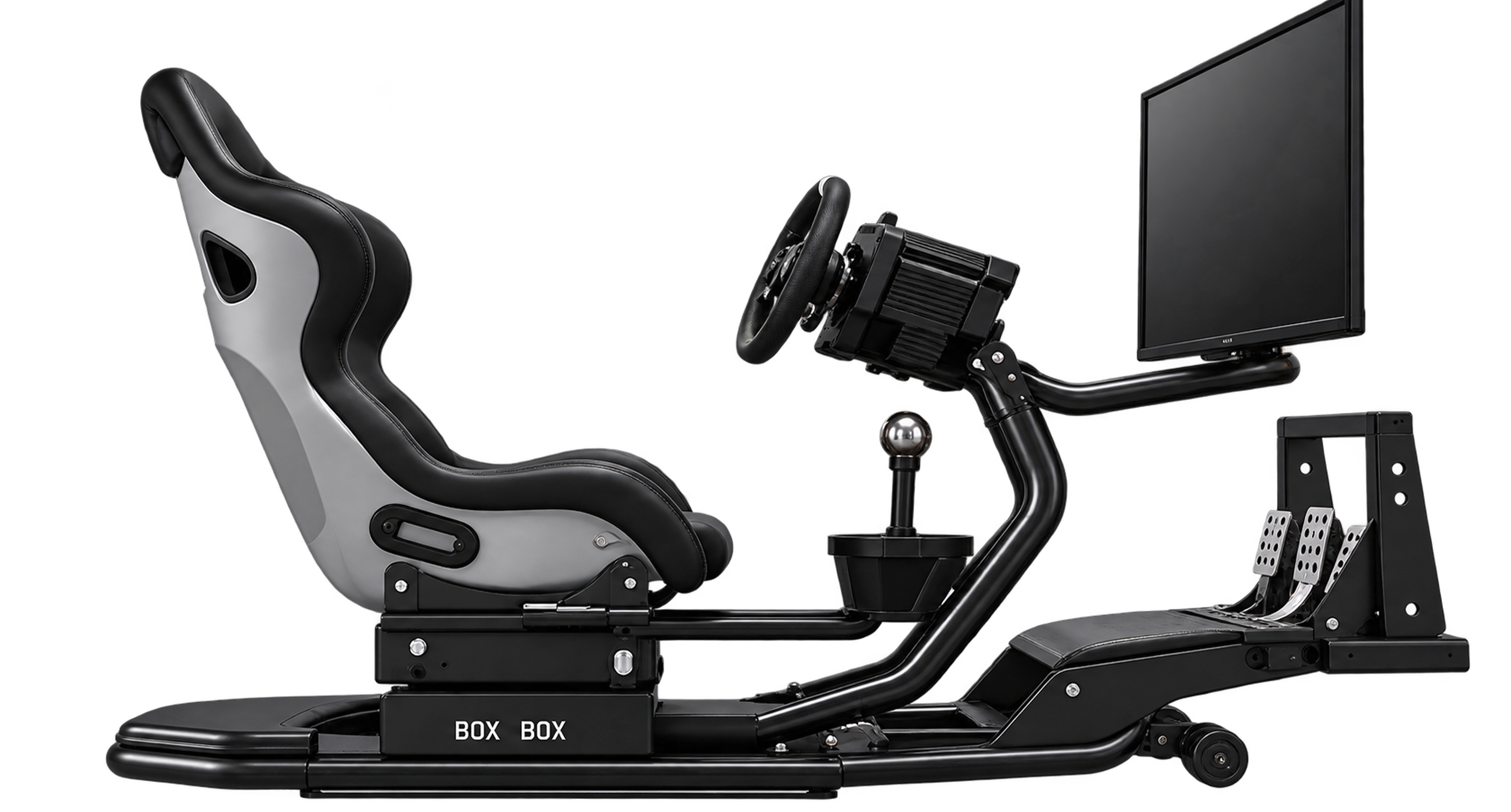 BOX BOX home sim racing cockpit, side view