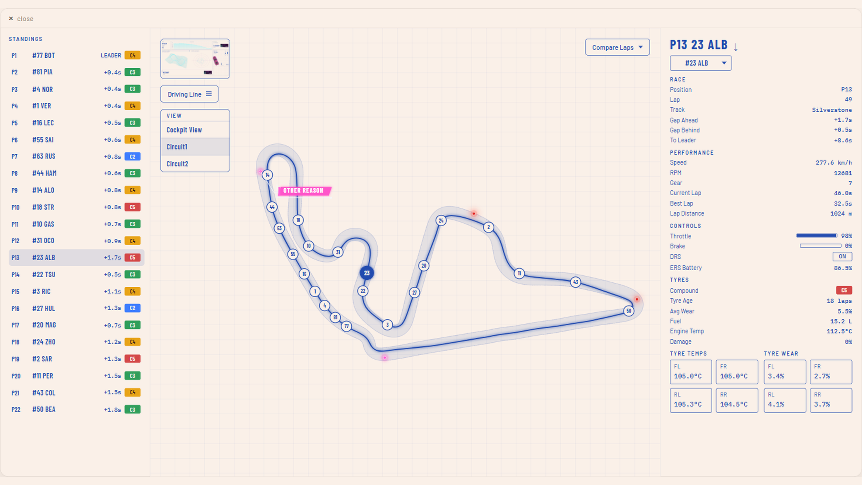Dashboard track callout