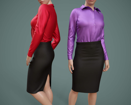 blouse and long skirt outfit for genesis 9 01.1