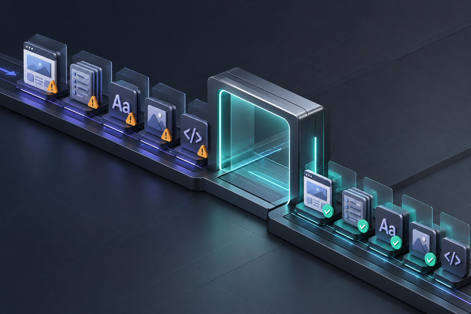 Static website assets passing an export quality gate