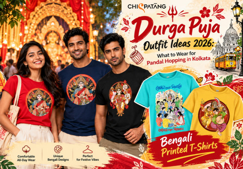 Durga Puja Outfit Ideas 2026 – Bengali Printed T-Shirts for Pandal Hopping.1