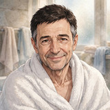 mature man towel portrait