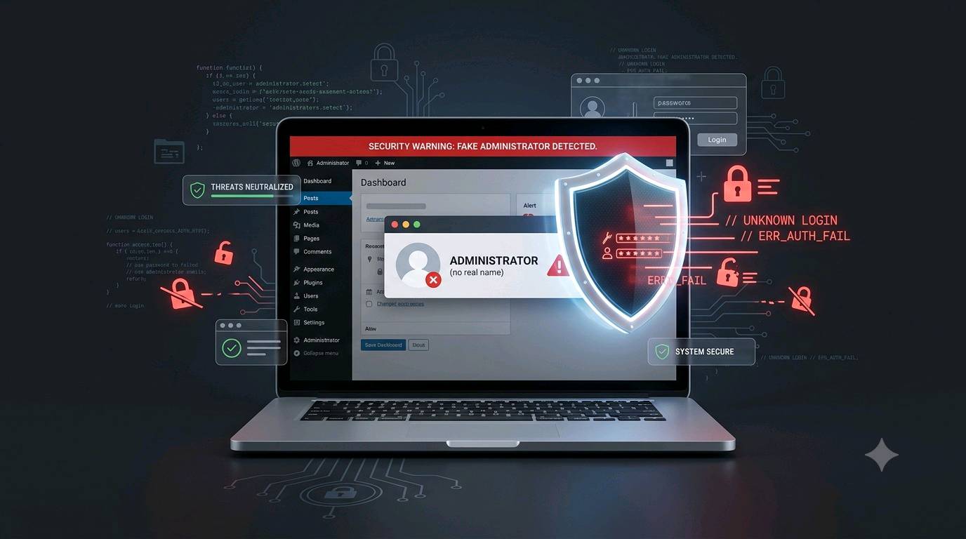 WordPress website security and hacked admin user protection