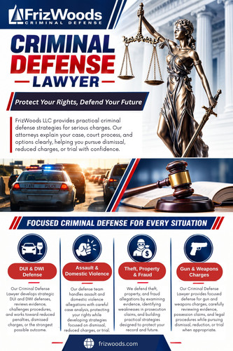 This is where a criminal lawyer may look beyond the surface. A Criminal Defense defense lawyer's job is not simply to repeat the client's side of the story. It is to test the prosecution's evidence and determine whether it actually supports every part of the charge.

For More Information: https://frizwoods.com/maryland-criminal-defense-lawyer

Address: 14513 Main St B, Upper Marlboro, MD 20772, United States

Phone: +13017201917

Google Map: https://goo.gl/maps/PWdeowqfLwKPNNcJ8

Read Our Blog:
https://frizwoods.blogspot.com/
https://frizwoods.weebly.com/
https://frizwoods.wixsite.com/frizwoods

Related Links:
https://linktr.ee/frizwoods
https://beacons.ai/frizwoods
https://issuu.com/frizwoodsllc