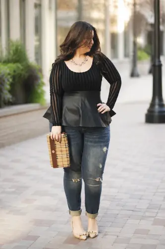 plus size date night outfits over 40 2 chic peplum top and denim date outfit 2 1791469037.4