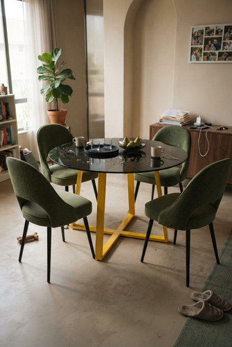 Circle Dining Table and Chairs: A Dining Table and Four Chairs Layout.jpg