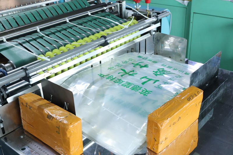 Bag-making machine producing printed PE bags on the converting line