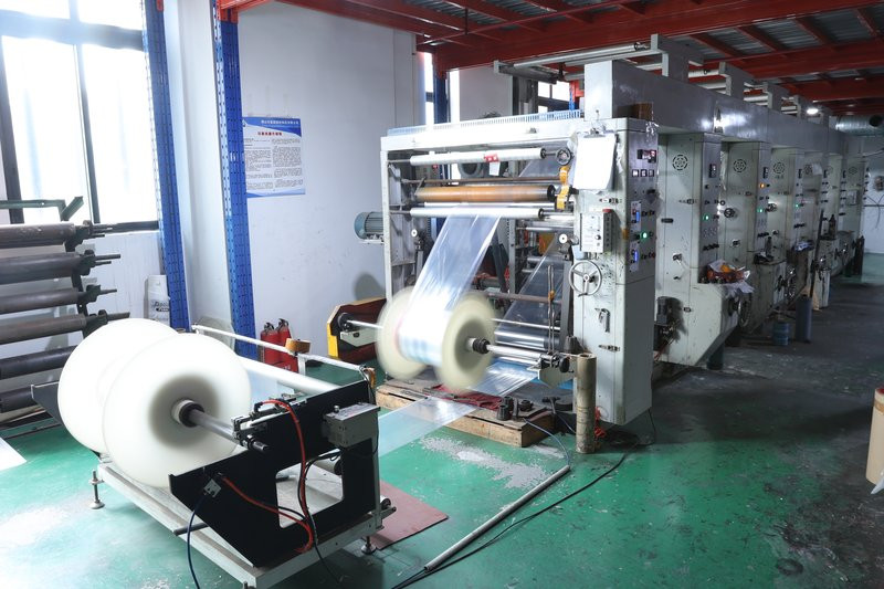 Multi-colour printing machine running PE film in the factory