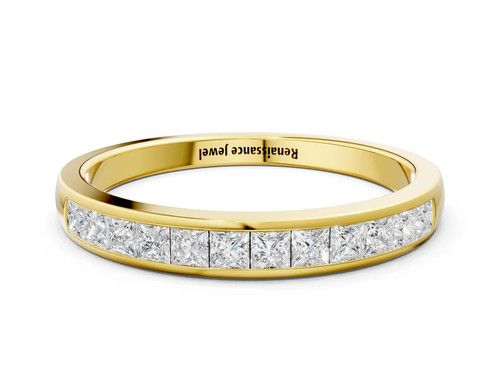 Yellow Gold Princess Cut Diamond Channel Set Eternity Band.jpg