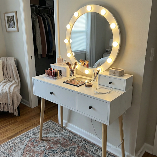 Gorgeous Vanity Table with Mirror and Lights for My Bedroom.png