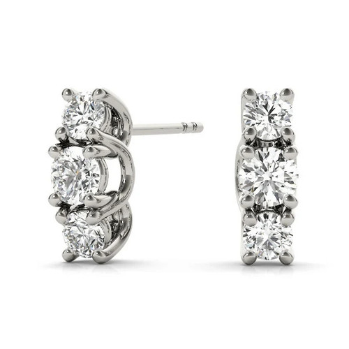 White Gold Three-Stone Round Diamond Channel Band Prong-Set Earrings.jpg