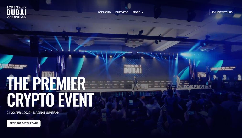 TOKEN2049 Dubai 2027 Madinat Jumeirah Website Hero Screenshot