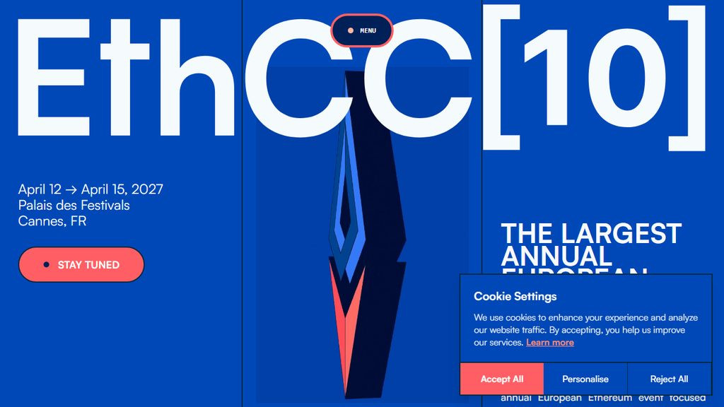 EthCC 10 Cannes France 2027 Website Hero Screenshot