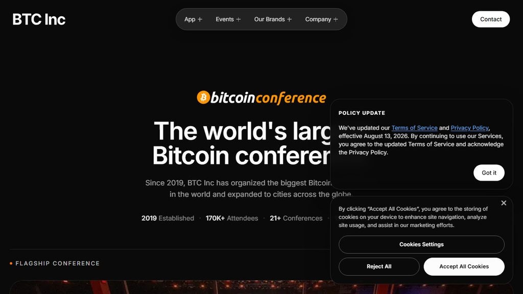 Bitcoin 2027 Nashville Conference Website Hero Screenshot