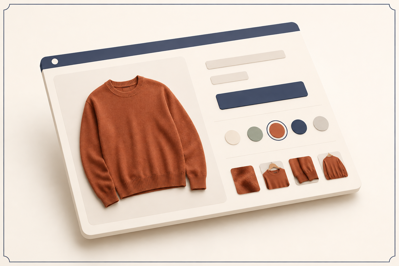 A product page visual with color and image swatches