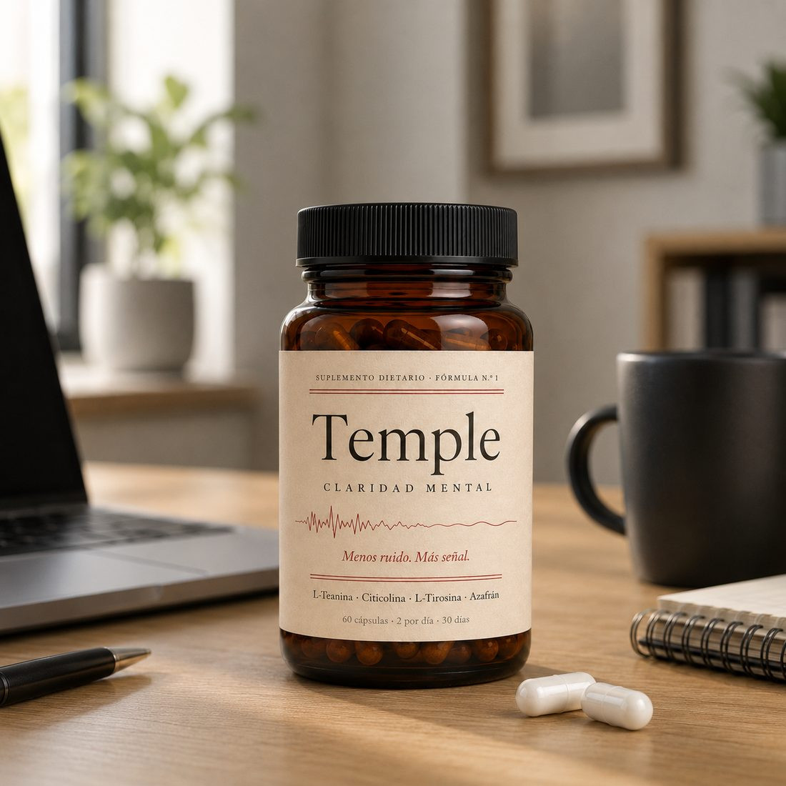 TEMPLE sobre un escritorio de trabajo
