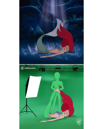 The indonesian artist Andhika Muksin decided to imagine what the backstage of Disney cartoons would .jpg