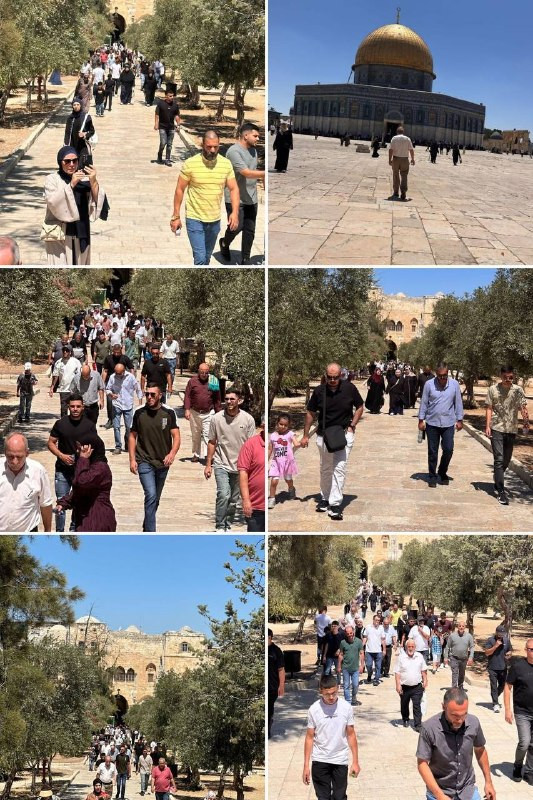 توافد المصلون إلى المسجد الأقصى المبارك لأداء صلاة الجمعة...