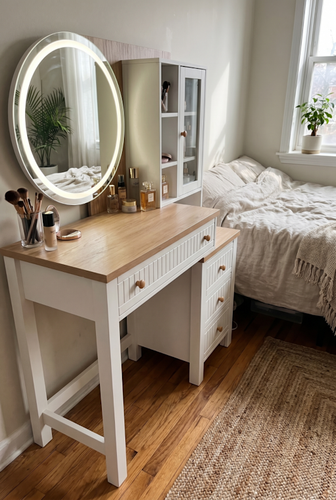Dressing table with storage from DHS for drawers and open shelves.png
