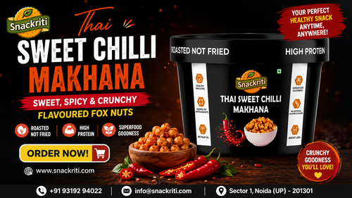 Thai Sweet Chili Makhana – Sweet, Spicy & Crunchy Flavoured Fox Nuts Snackriti.png