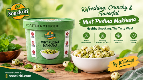 Snackriti Mint Pudina Makhana – Refreshing, Crunchy & Flavorful Flavoured Fox Nuts.png