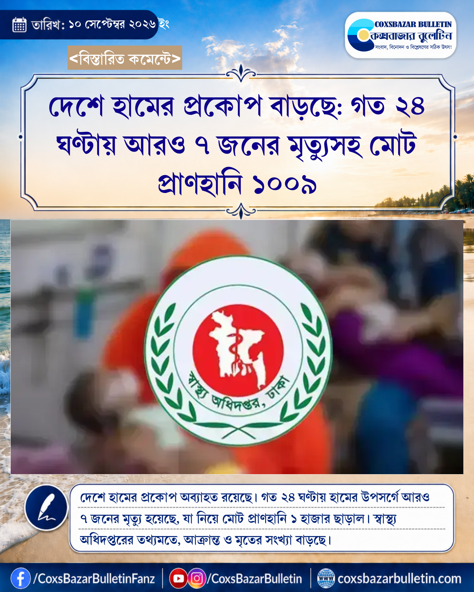 দেশে হামের প্রকোপ বাড়ছে: গত ২৪ ঘণ্টায় আরও ৭ জনের মৃত্যুসহ মোট প্রাণহানি ১০০৯