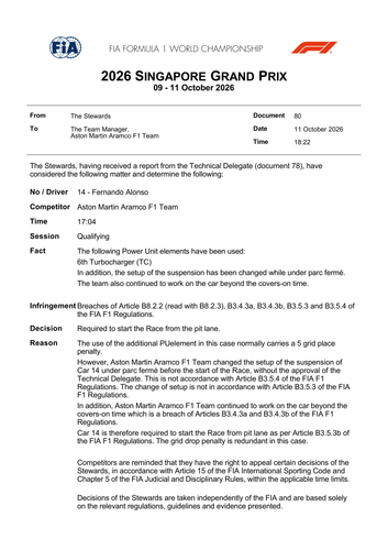 [Singapore GP]Doc 80 Infringement Car 14 PU element and changes made during Parc Ferme page 1.png