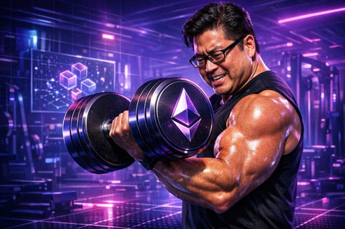 tom lee heavy lifting ethereum dumbell blockchain gym.jpg