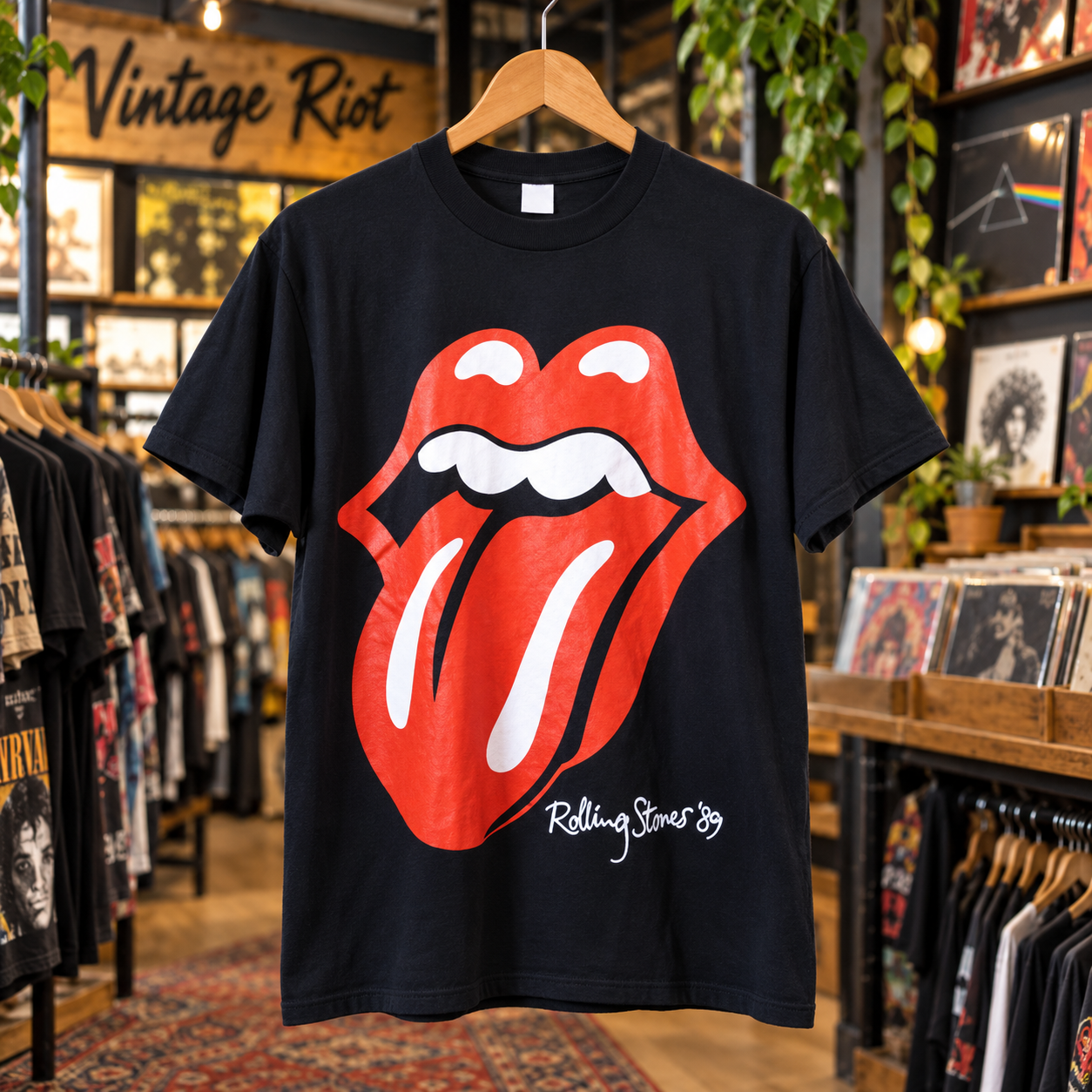 1989 Rolling Stones Canadian Tour Reproduction T-Shirt — Black front