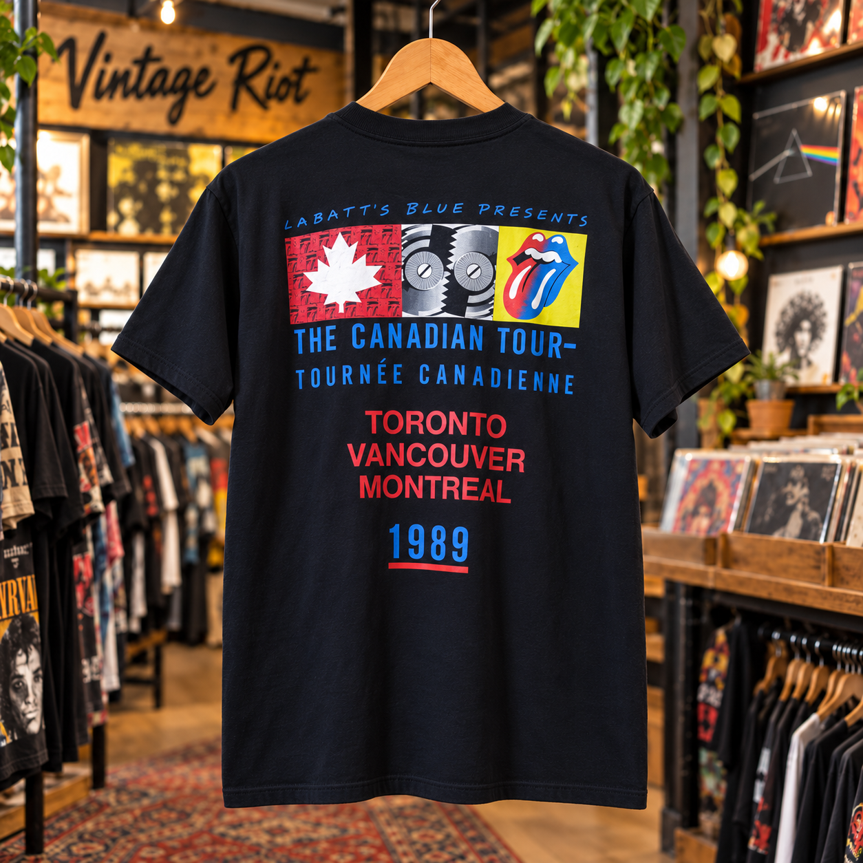 1989 Rolling Stones Canadian Tour Reproduction T-Shirt — Black back