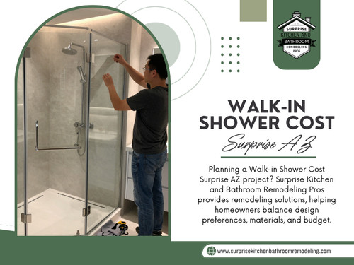 When homeowners compare Walk-in shower cost Surprise AZ, it is tempting to focus on the products they can see. Tile has a price. Glass has a price. Fixtures have a price. But installation can also involve demolition, preparation, waterproofing, drainage work, plumbing, surface repair, storage features, and other details.

Click here for more information: https://www.surprisekitchenbathroomremodeling.com/walk-in-shower-installation

Find Us On Google Map: https://maps.app.goo.gl/yUwD1CZamFyzAZo18

Address: 14239 W Bell Rd, UNIT 218, Surprise, AZ, 85374
Phone Number: +1(623) 294-8138

Read Our Blogs:
https://surprisekitchenbat.wixsite.com/kitchenremodelingaz
https://surprisekitchenbathroomremodeling.weebly.com/
https://surprisekitchenbathroomremodeling.mystrikingly.com/

More Links:
https://beacons.ai/kitchenremodelingsurpriseaz
https://www.buzzfeed.com/kitchenremodelingsurpriseaz
https://www.spigotmc.org/members/kitchenremodelaz.2602673/
https://open.spotify.com/show/033wqmRvOjKzhyy94GvqSi