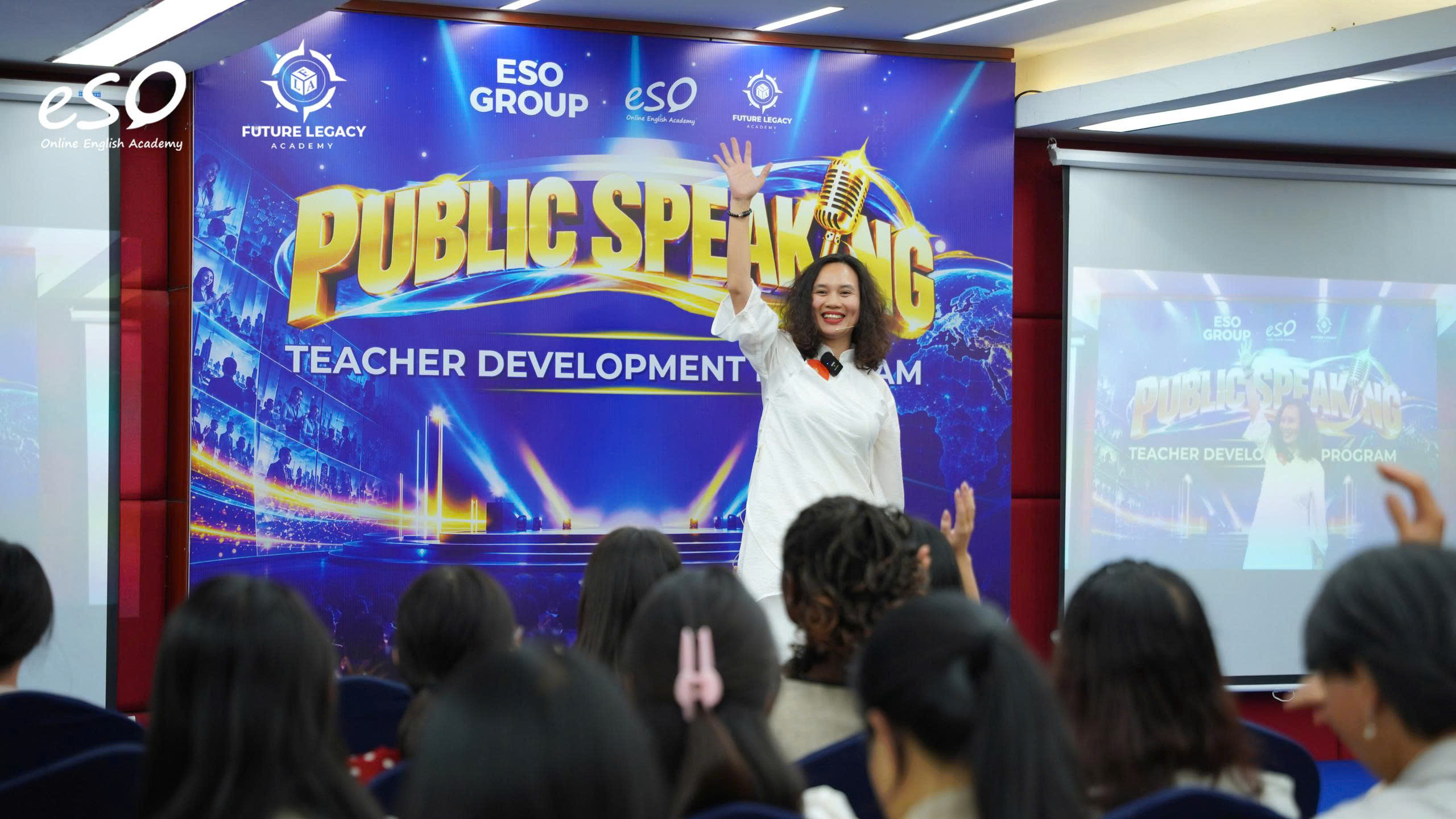 Participants in a Public Speaking training session