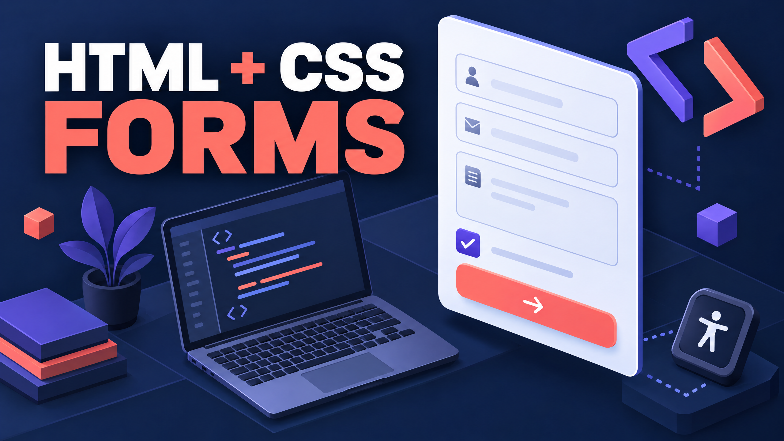 HTML ও CSS ফর্ম—ইনপুট ও যাচাই চিহ্নের মৌলিক চিত্র