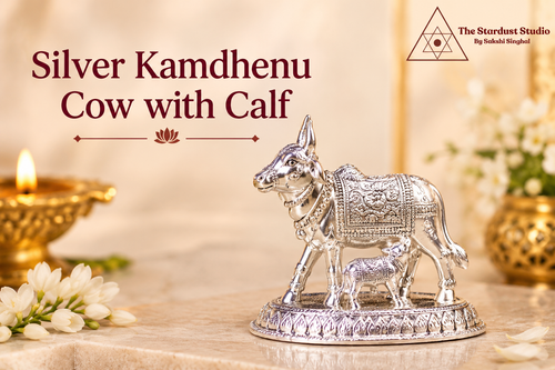 Buy Silver Kamdhenu Cow with Calf Online at Best Price | The Stardust Studio.2