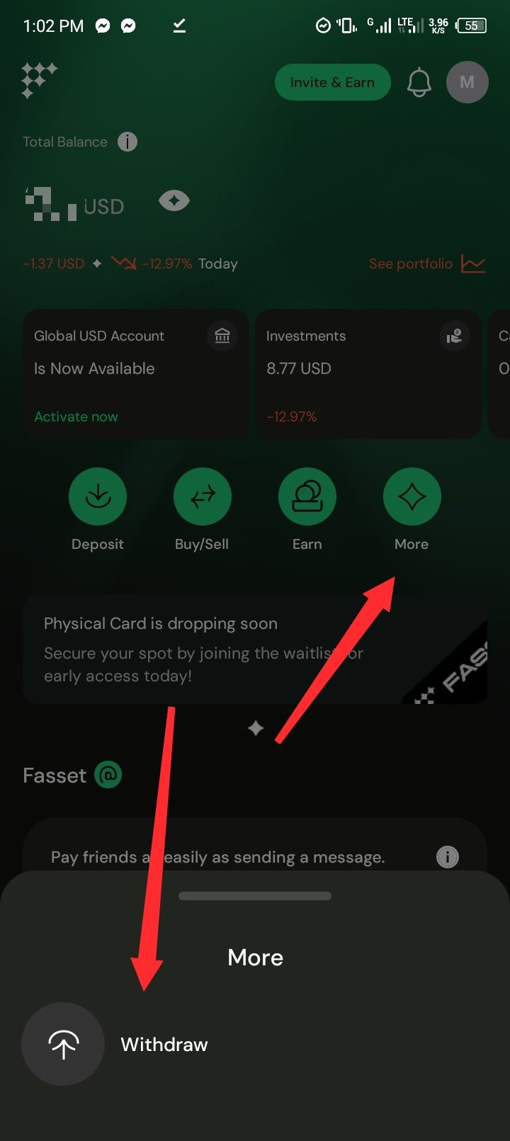 FASSET app more menu