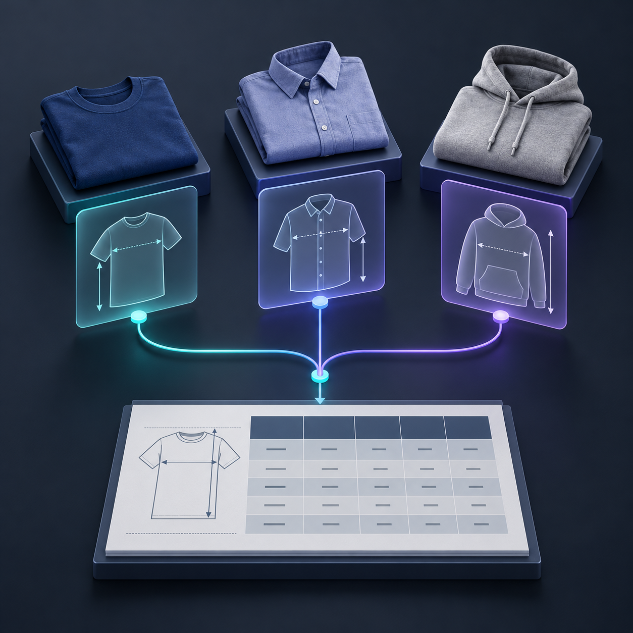 Garment fit families mapped to chart rules