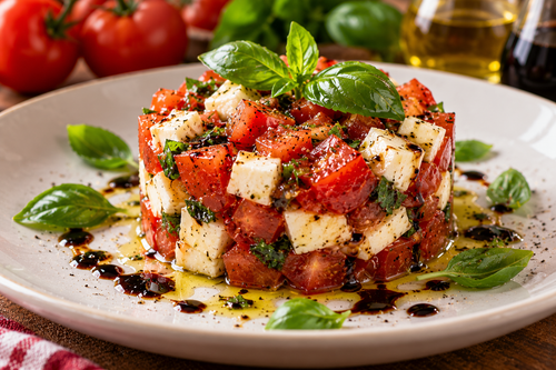 Caprese Tartare Tower with Basil Drizzle.2