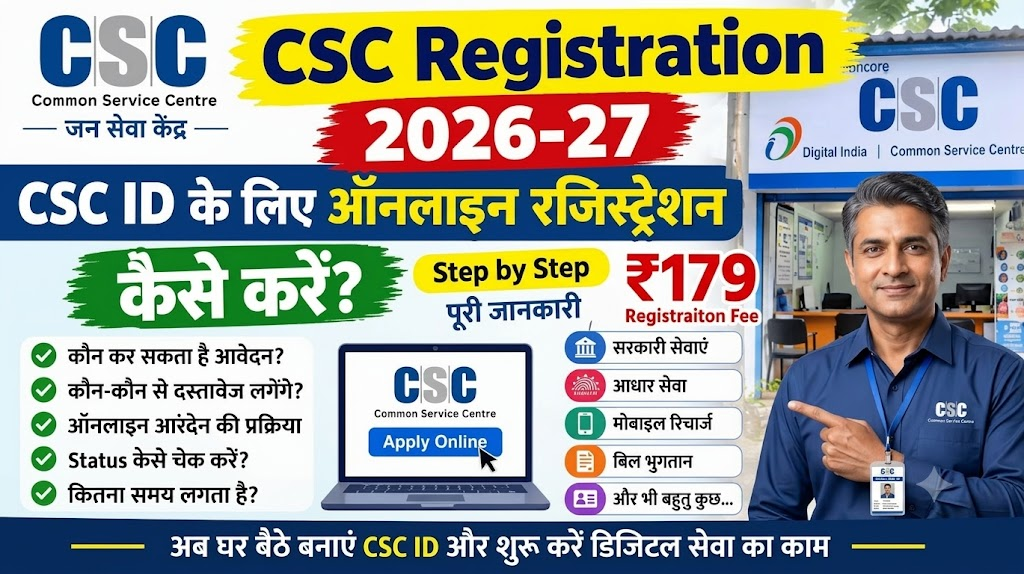 CSC Registration 2026-27 ebook cover: step by step guide to apply for CSC ID online