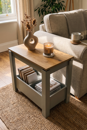 Contemporary interiors are completed by a clean-lined modern side table.2