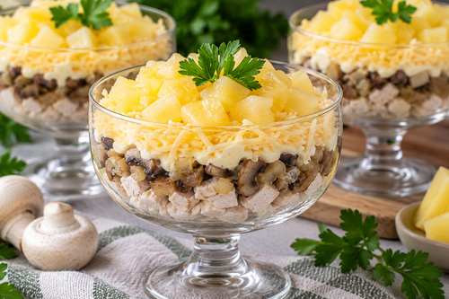 Layered Pineapple Chicken Salad Bowls.2
