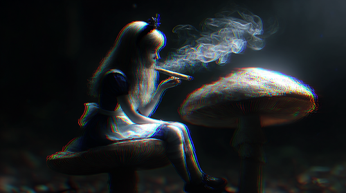 deb Alice from Wonderland sitting on a mushrooms smoking a jo 6328777f 25fc 4807 be0b 2fad04d7a129 0.2