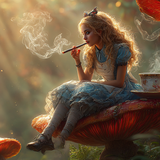 deb Alice from Wonderland sitting on a mushrooms smoking a jo dd6e1ab4 b469 4cbc 8fbe 9dfaf0e3fa3f 3